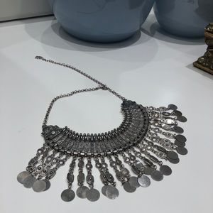Silver bohemian style necklace